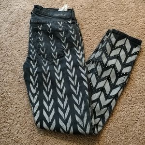 Current/Elliot The Ankle Skinny Size 26 black Chevron with rhinestones
